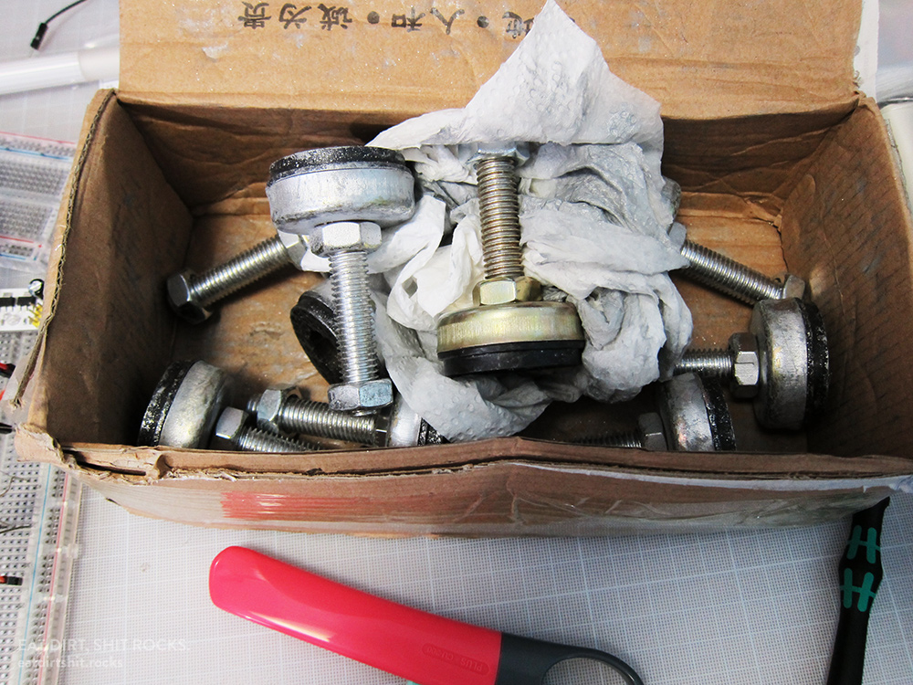 M12 screw-on foot pads for pegboard/storage wall units that I'm adding to my workshop.