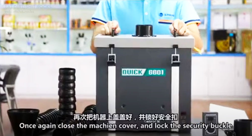 Screen capture from a setup video showing the one crucial pre-use step.