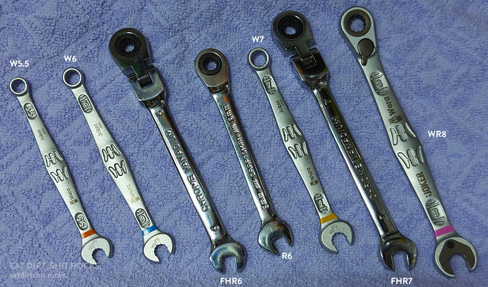 Some hex-head bolts (M5, M4, and M3) with their measured dimensions.