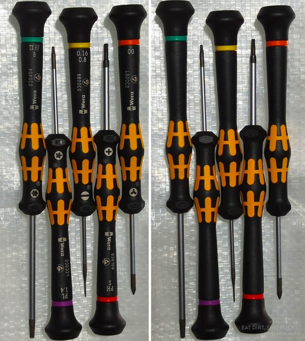 Turn the handles slightly and the markings become invisible.