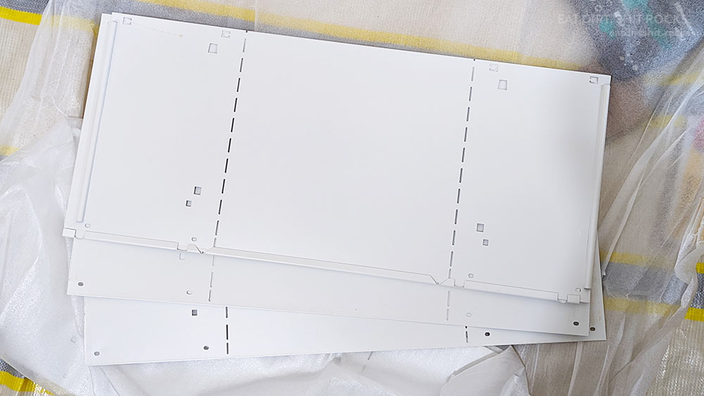 Some drawer bodies, as delivered, before I bent them into shape.